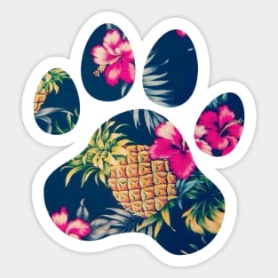 Navy Pineapple Paw Print Sticker